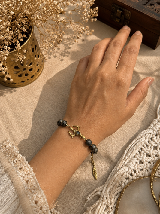 Raw Pyrite trishul healing bracelet