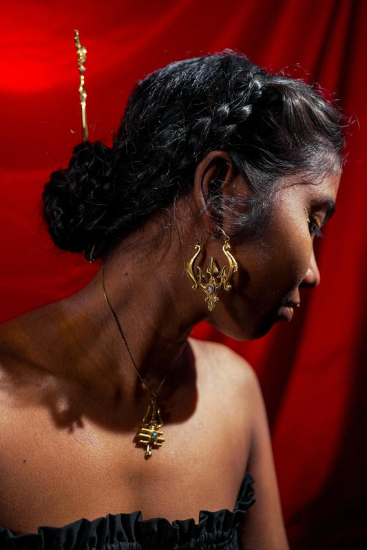 Trident Moonstone Earrings