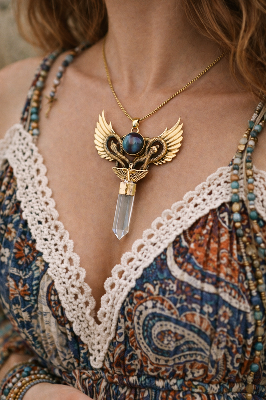 Seraphine Quartz Wing Necklace
