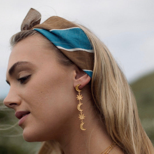 Ruby Crescent Drop Earrings