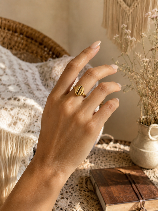 Cowrie Boho Ring