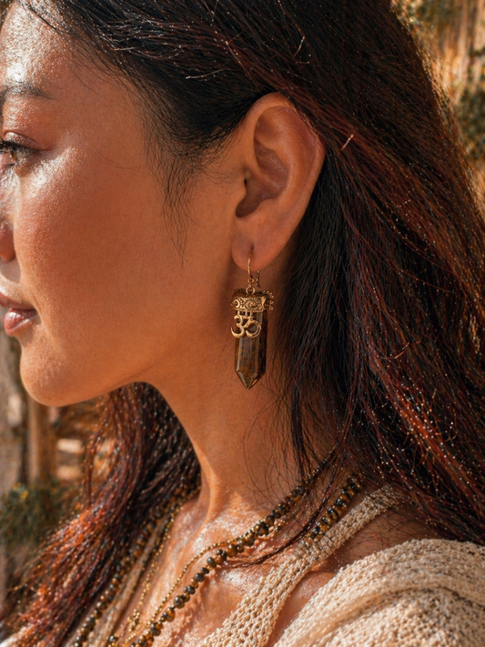 Om Tiger’s Eye Earrings