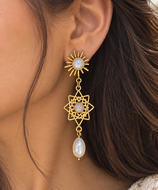Moonstone Celestial Dangle Earrings