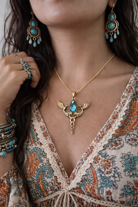 Labradorite Winged Serpent Necklace