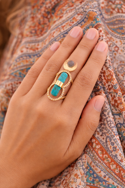 Celestial Turquoise Embrace Ring