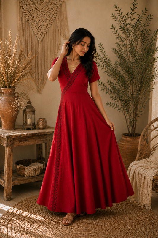 Crimson Nomad Wrap Dress