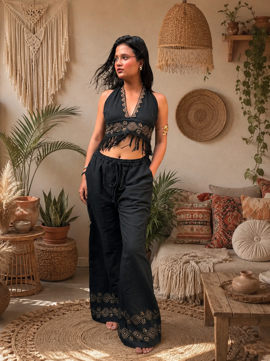 Black Escape Boho Co-ord Set