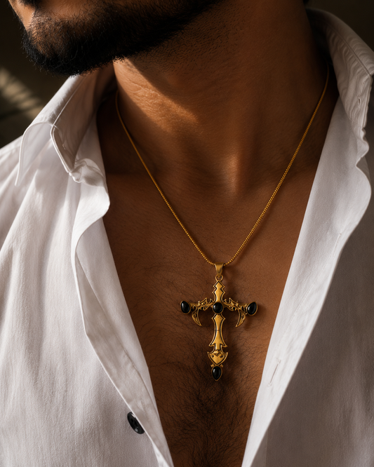 Noctis Black Tourmaline Cross Pendant