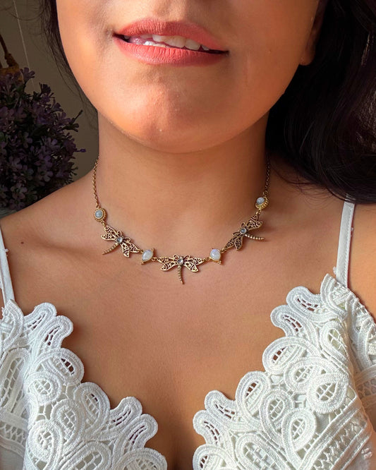 Dragonfly Moonstone Necklace