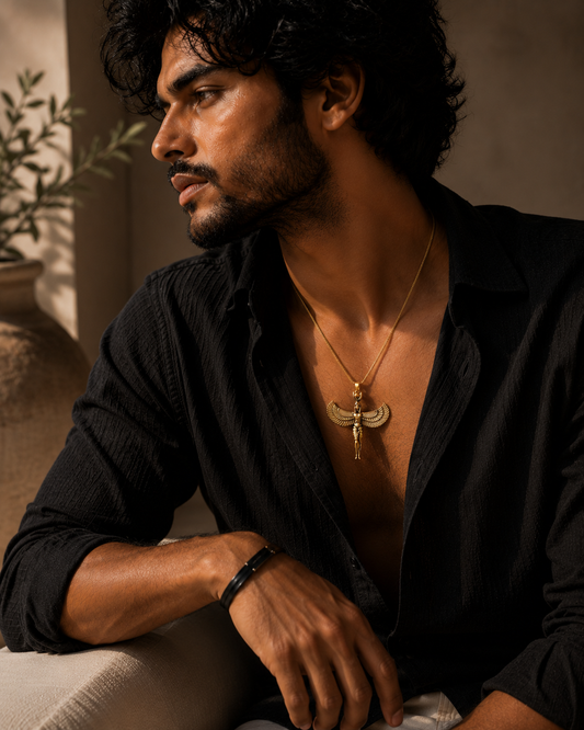 Guardian Angel Pendent with Chain Mens