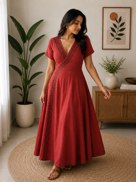 Terracotta Nomad Wrap Dress