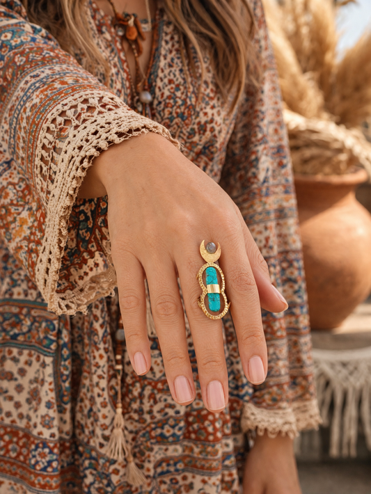 Celestial Turquoise Embrace Ring