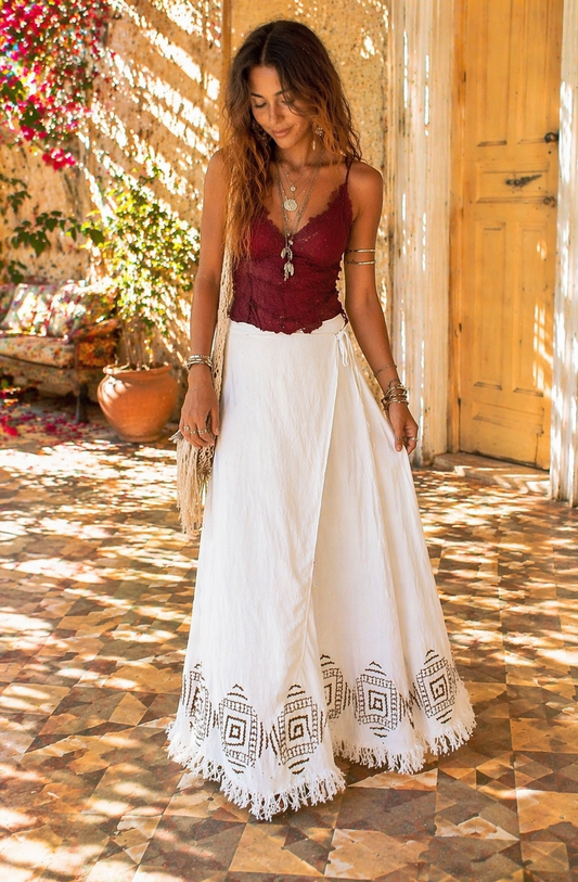 Ivory Drift Wrap Skirt