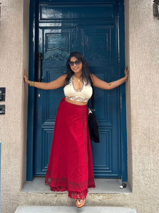 Crimson Nomad Wrap Skirt