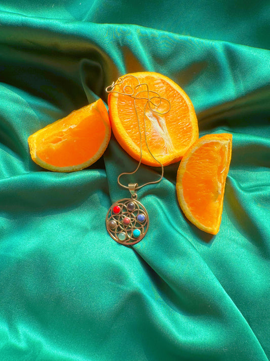 Embedded Flower Of Life Locket with Chain