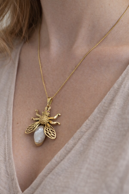 Golden Queen Bee Pendant Necklace
