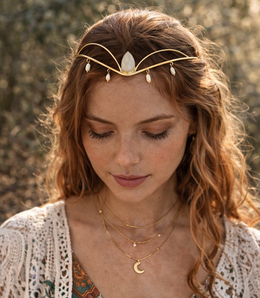 Celestia Moonstone Hair Crown cum Tiara
