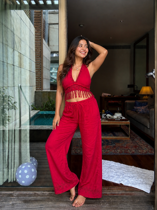 Crimson Escape Boho Co-ord Set