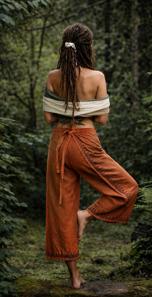 Cotton Wrap Pants Rust