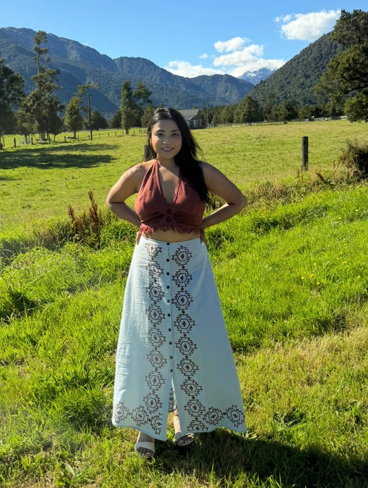 Meadow Muse Button-Down Skirt