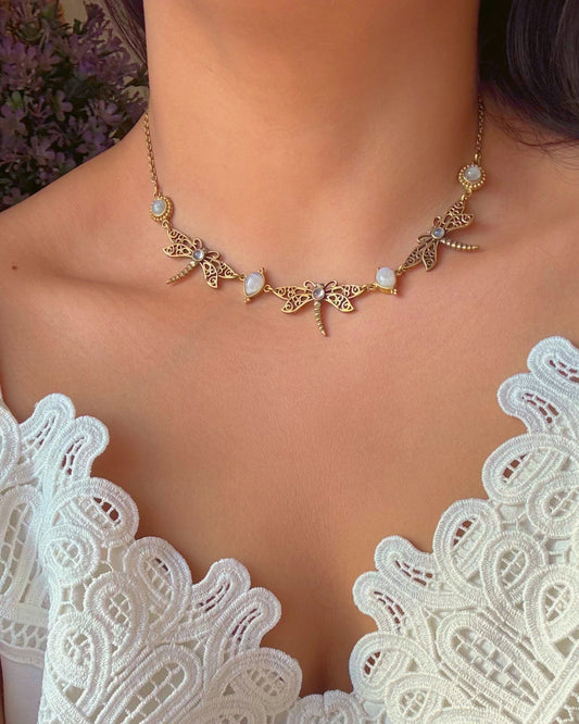 Dragonfly Moonstone Necklace
