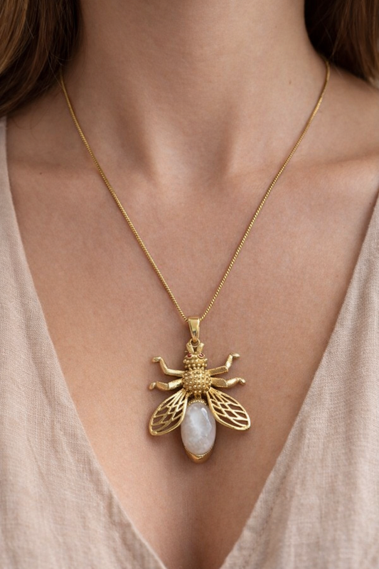 Golden Queen Bee Pendant Necklace