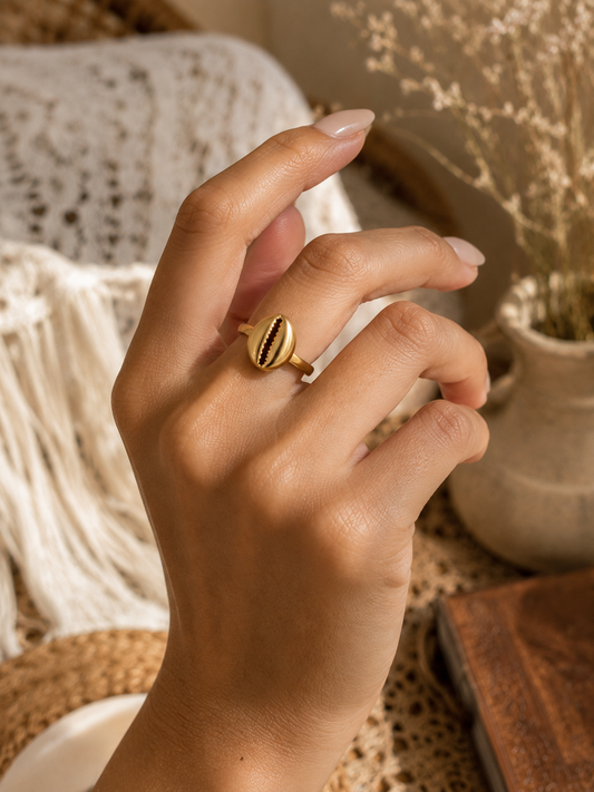Cowrie Boho Ring