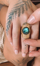 Load image into Gallery viewer, Labradorite Flower Of Life Adjustable Ring
