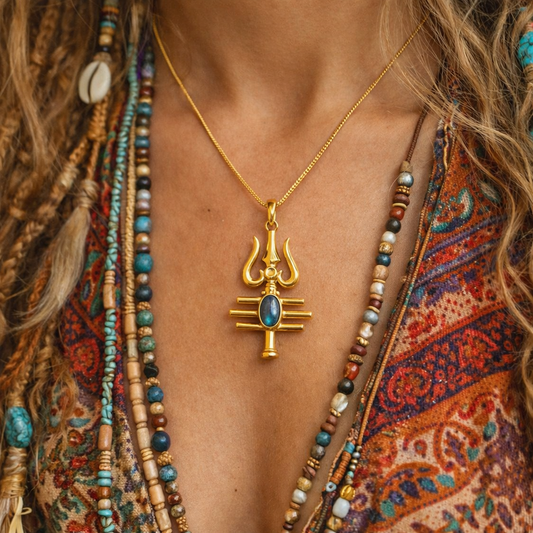 Trishul Stone Pendant with chain