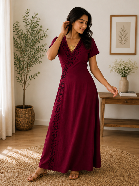 Wine Nomad Wrap Dress