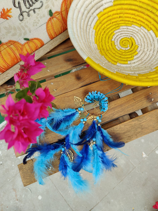 Royal Blue Tree Of Life Dreamcatcher Carhanging