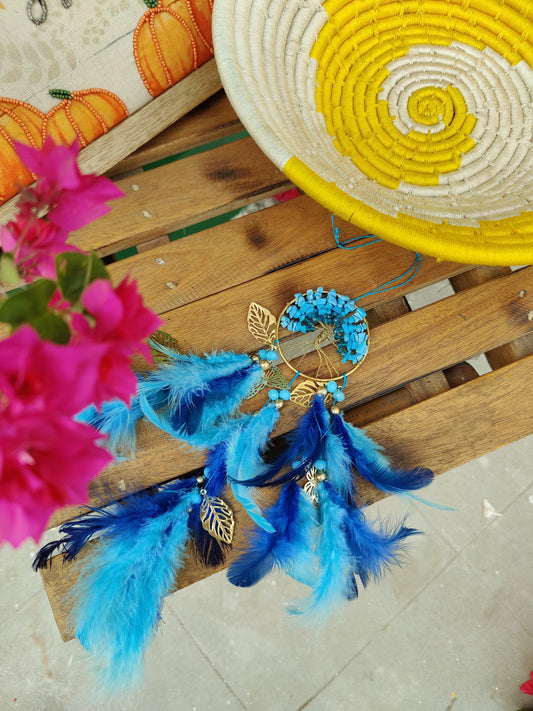 Royal Blue Tree Of Life Dreamcatcher Carhanging