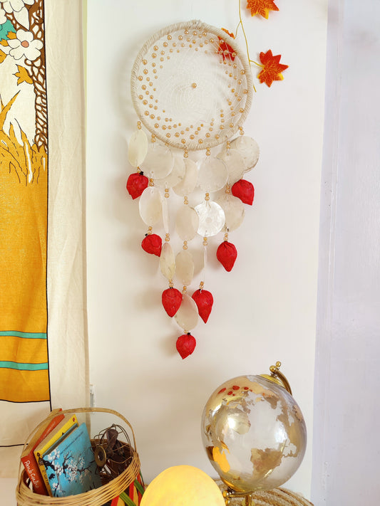 Boheme Red Lotus Capiz Shell Dreamcatcher