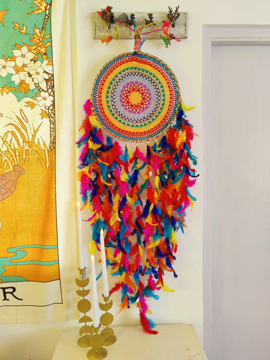 Rainbow Multi Crochet Dreamcatcher