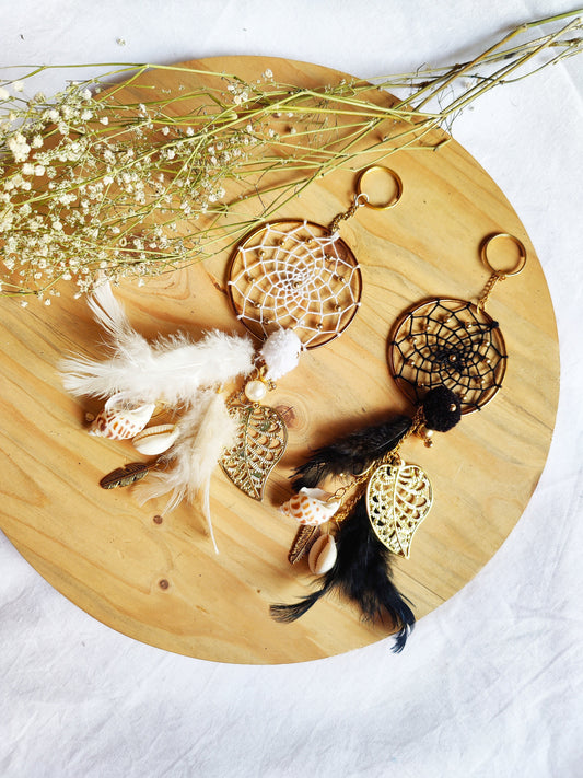 White Metal Dreamcatcher Keychain