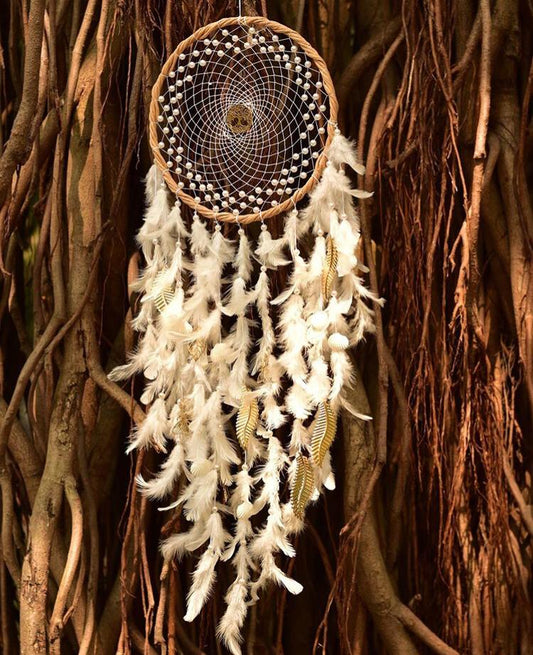 Wreath Ring White Beaded Dreamcatcher