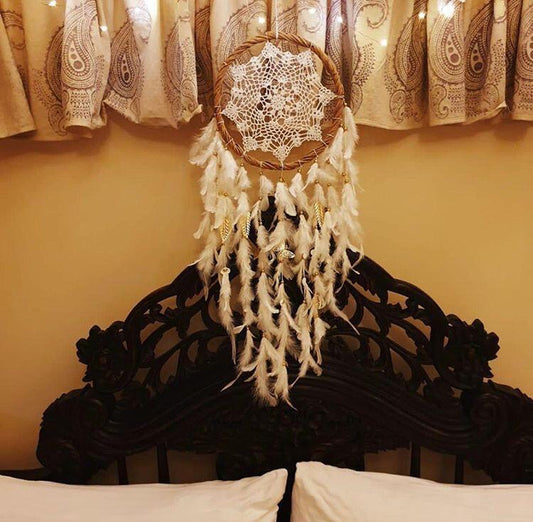 White Love Crochet Dreamcatcher