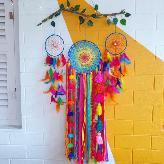 Rainbow 3 rings cluster Dreamcatcher