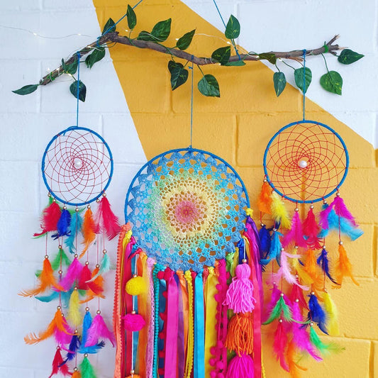 Rainbow 3 rings cluster Dreamcatcher