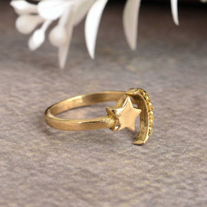 Moon and Star Love Ring