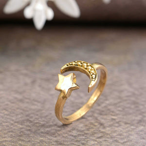 Moon and Star Love Ring