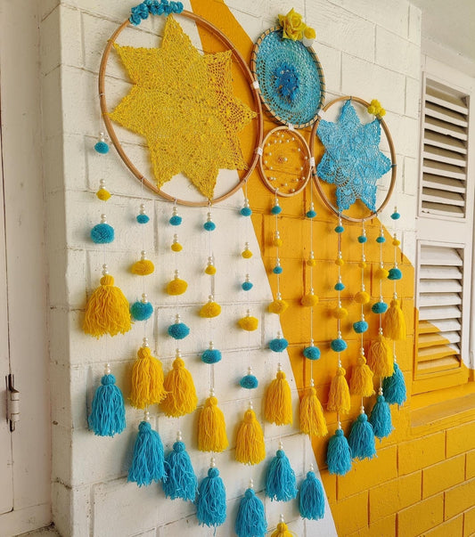 Grace Skyblue and Yellow With Flower Dreamcatcher