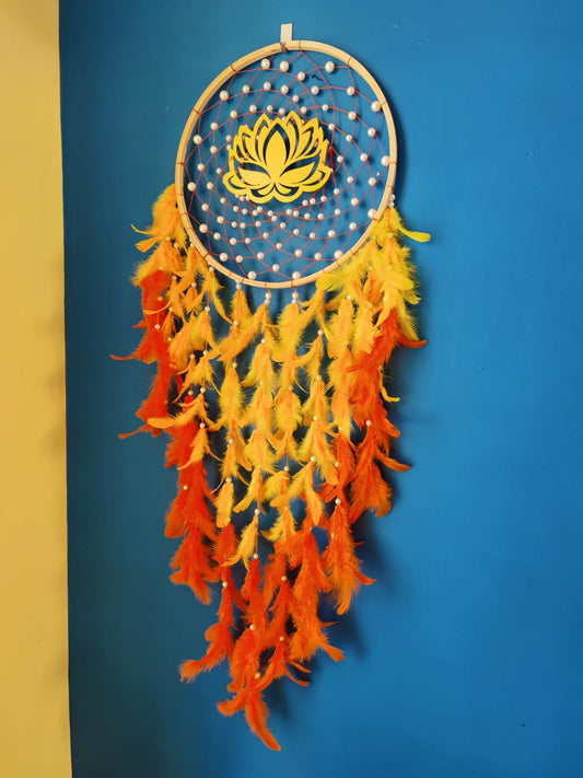 Golden yellow-Orange Lotus Dreamcatcher