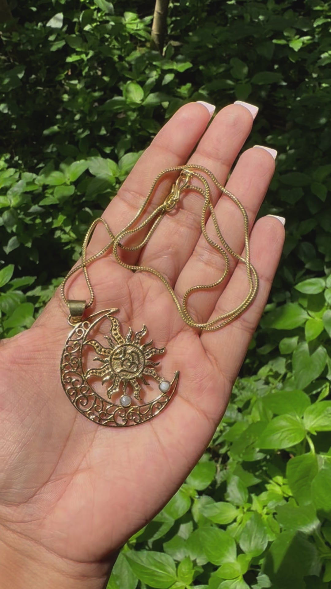 Sun Moon Pendant with Chain