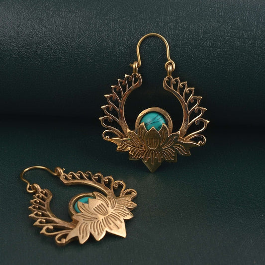 Turquoise Lotus Mandala Earrings