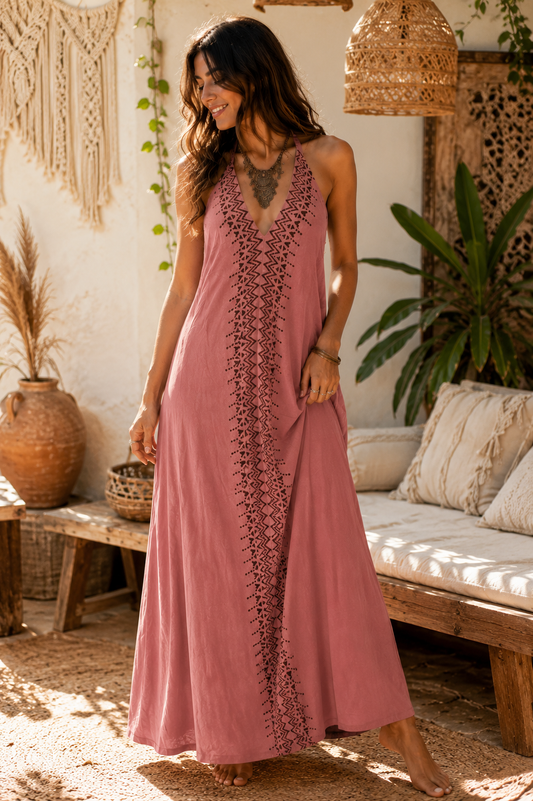 Desert Rose Halter Maxi Dress