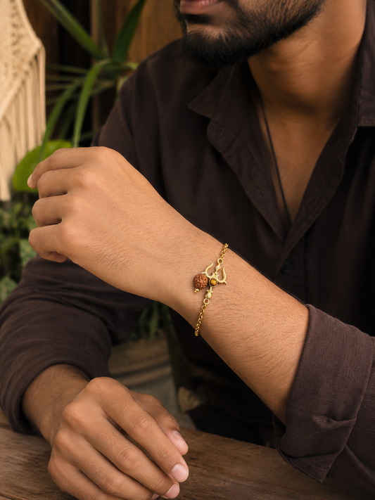 Trishul With Rudraksh Bracelet