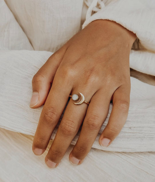 Lunia Moonstone Crescent Ring