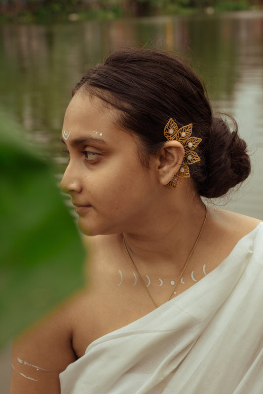 Moonstone Leaf Ear Cuff