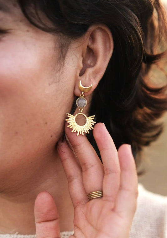 Crescent Moonstone Earrings
